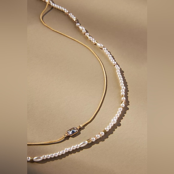 NWT Anthropologie Beaded Cord Necklaces, Set of 2 (PINK,WHITE,GREEN OR ASST) - Picture 6 of 13